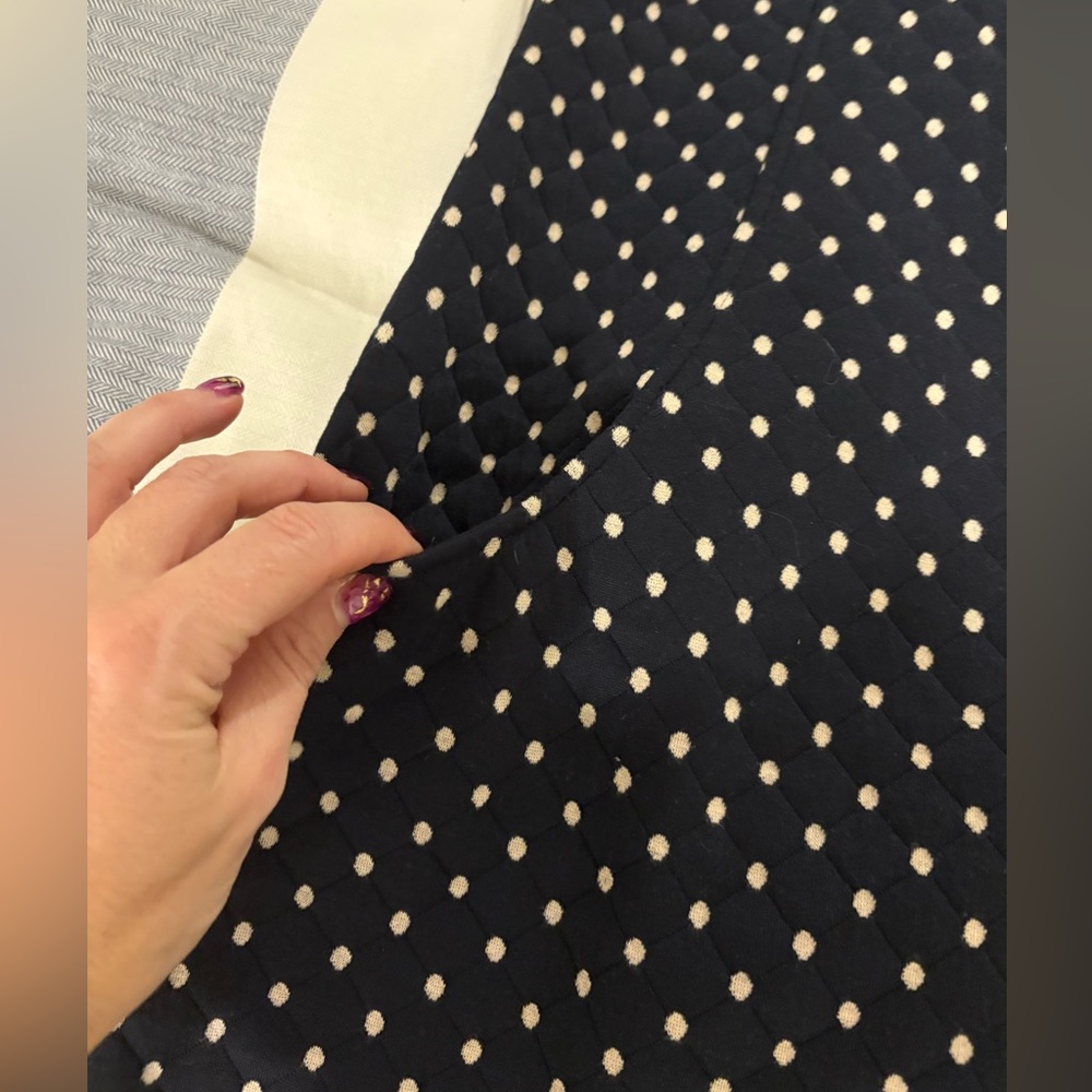 Boden Quilted Polka Dot Dress Navy White Pockets Preppy Chic - Picture 9 of 9